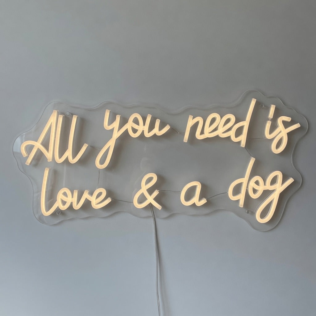 All You Need Is Love and a Dog LED Neon Sign Dimmable Wall Light - Shineneon