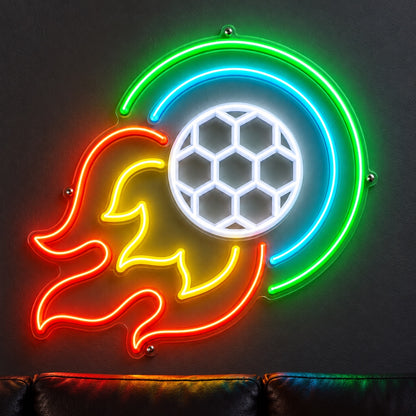 Football Ball Flying and Burn LED Neon Sign Dimmable Wall Light - Shineneon