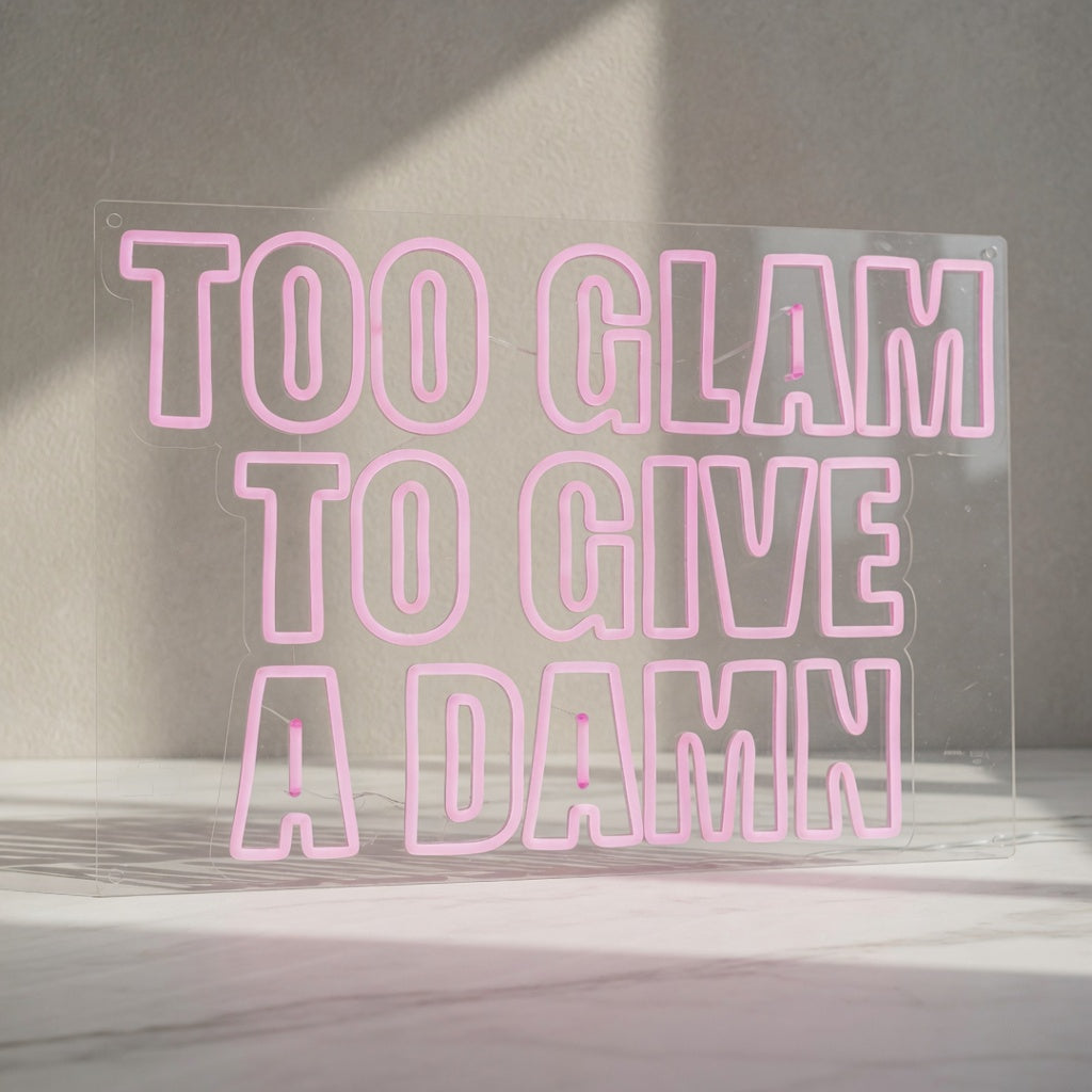 Too Glam to Give a Damn LED Neon Sign Stacked Boxed Caps - Shineneon