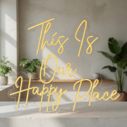 This Is Our Happy Place LED Neon Sign Bold Retro Caps - Shineneon