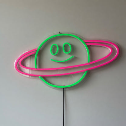 Planet Saturn Smiley Face LED Neon Sign - Shineneon