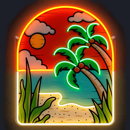 Tropical Island Sunset LED Neon Sign - Shineneon