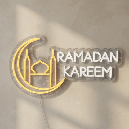 Ramadan Kareem LED Neon Sign with Mosque Lantern Icon - Shineneon