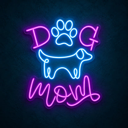 Dog Mom LED Neon Sign Warm Script Style - Main Product Image