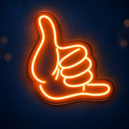 Hang Loose Hand Gesture LED Neon Sign Shaka Hand Outline - Main Product Image