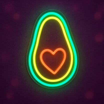 Heart Avocado LED Neon Sign Dimmable Wall Light - Main Product Image