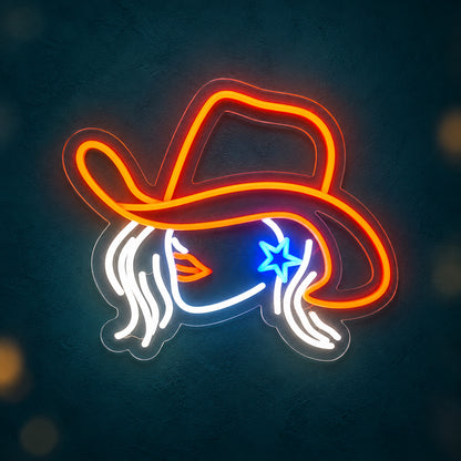 Cowgirl LED Neon Sign for Salon Light Up Business Decor - Main Product Image