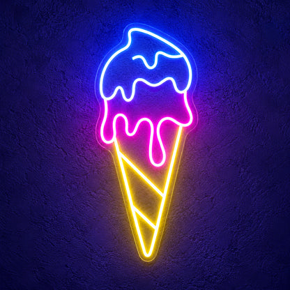 Ice Cream LED Neon Sign Vertical Cone Design - Main Product Image