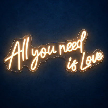 All You Need is Love LED Neon Sign Slanted Two Line Script - Main Product Image