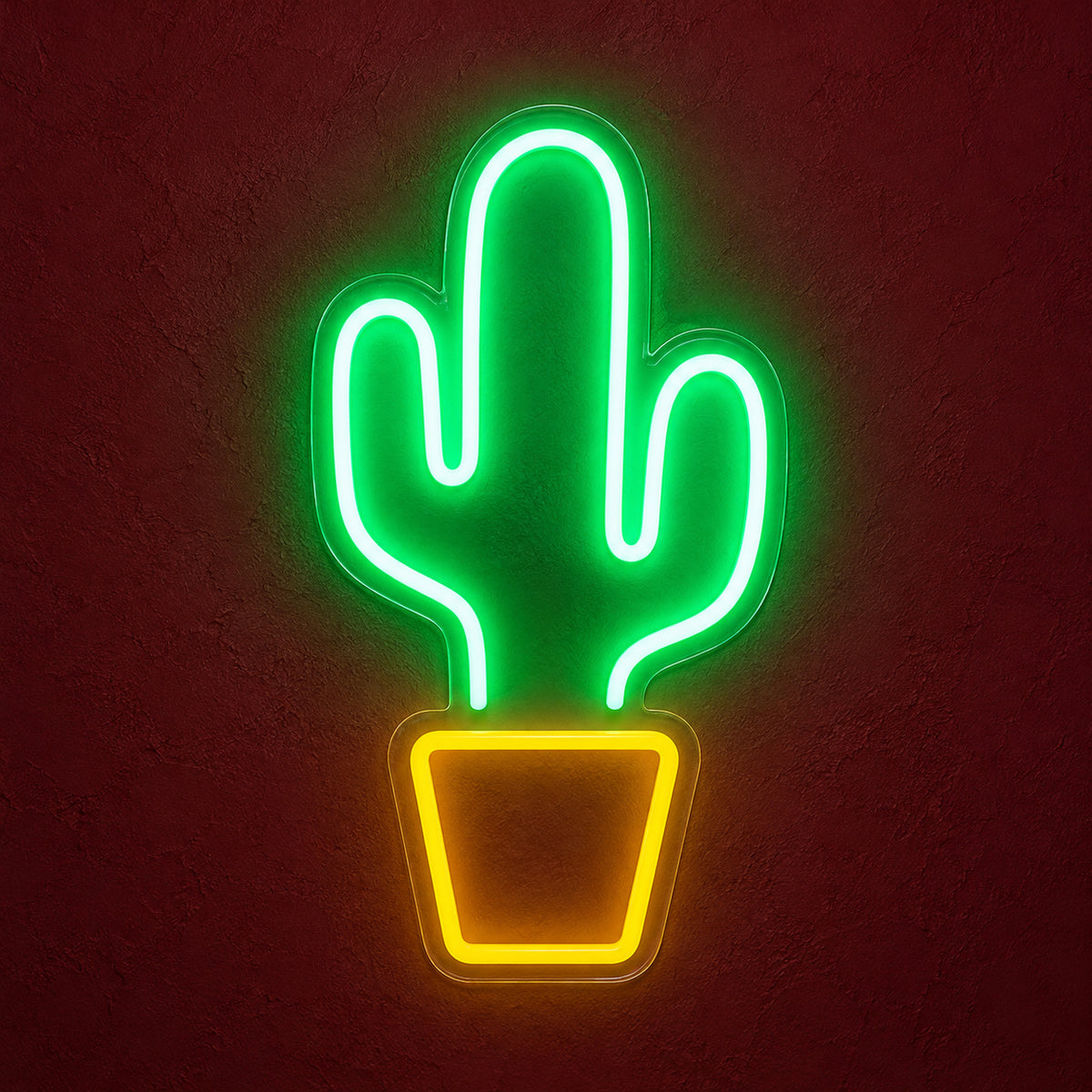 Cactus Plant LED Neon Sign Potted Cactus with Blooms - Main Product Image