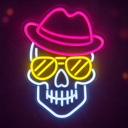 Skull Face Cool LED Neon Sign for Tattoo Studio Light Up Wall Decor - Main Product Image