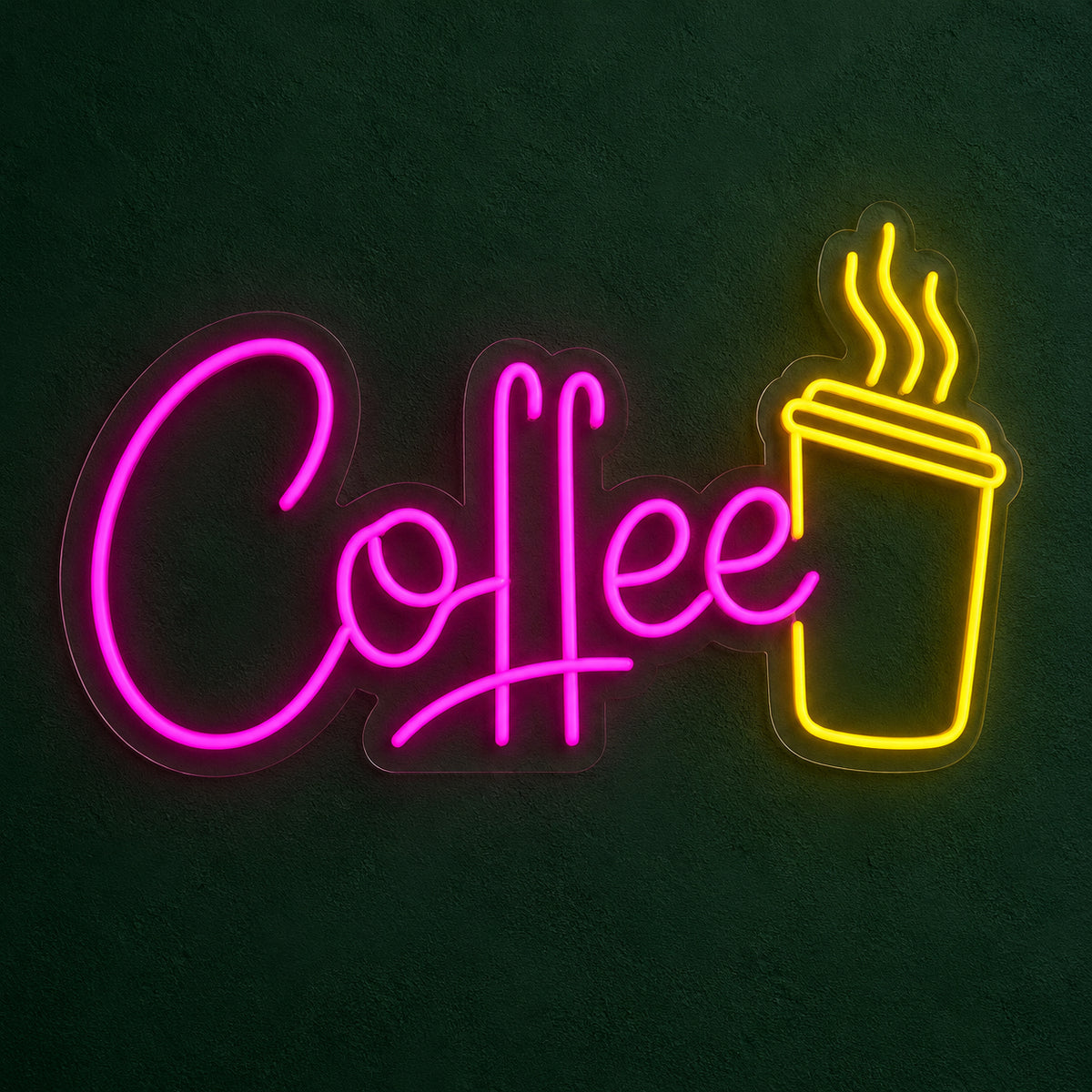 Coffee Cup LED Neon Sign Script with Tall Cup - Main Product Image