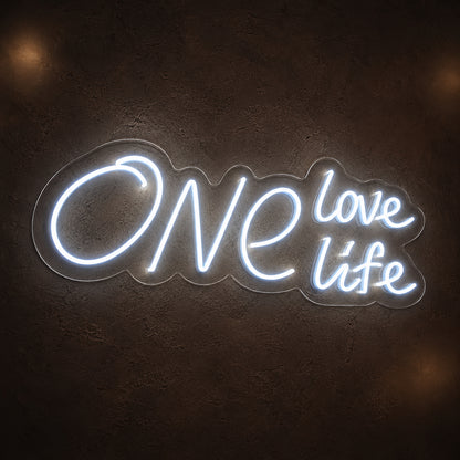 One Love One Life LED Neon Sign Dimmable Wall Light - Main Product Image