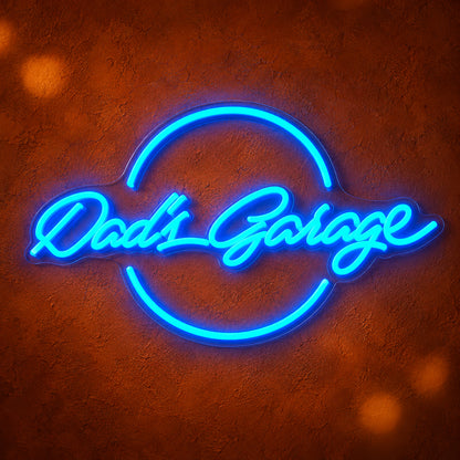 Dad's Garage LED Neon Sign Script and Caps Mix - Main Product Image