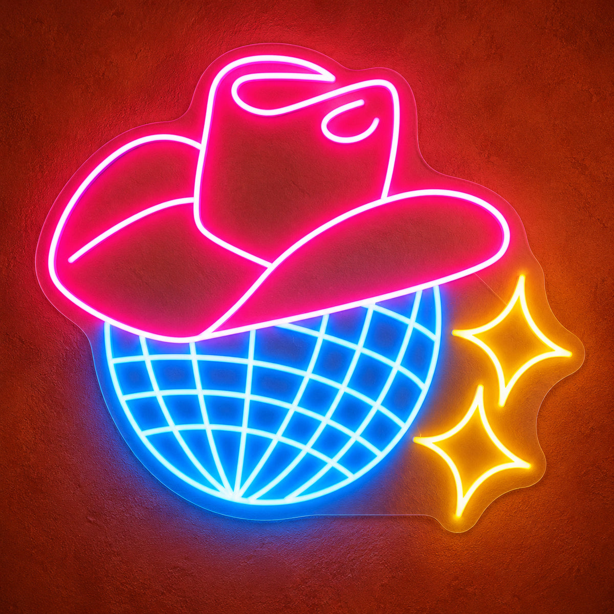 Disco Ball Neon Light Cowgirl Disco LED Neon Sign Dimmable Home Decor - Main Product Image