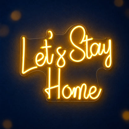 Let's Stay Home LED Neon Sign Script with Florals - Main Product Image