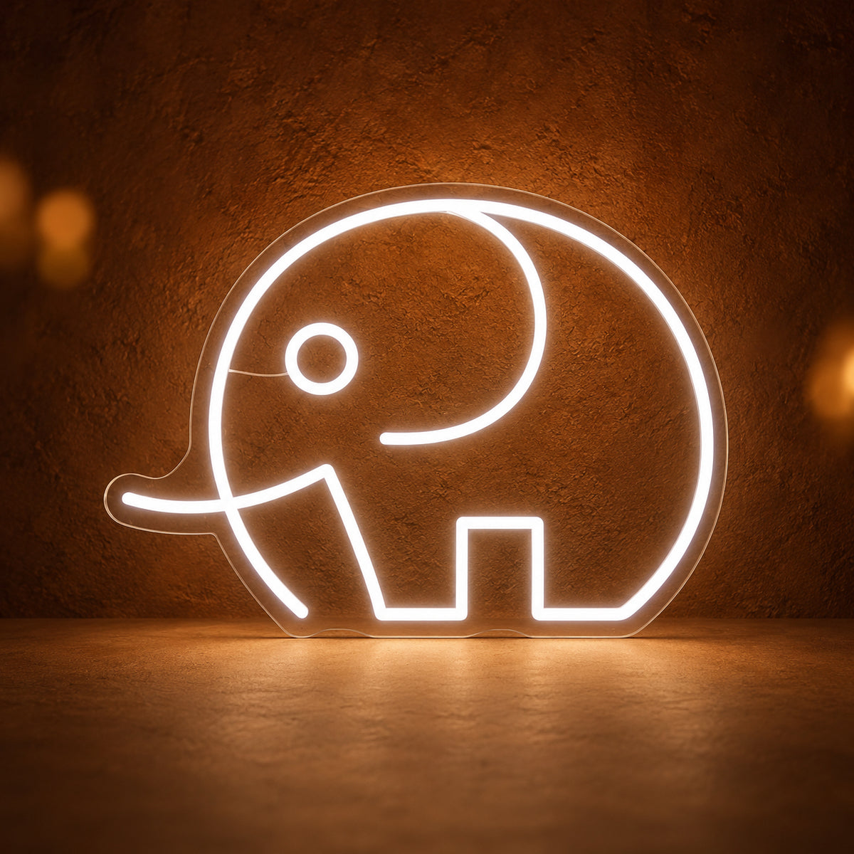 Elephant LED Neon Sign Grass Wall Outline - Main Product Image