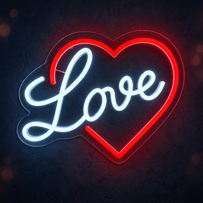 Love Heart LED Neon Sign Framed Heart Design - Main Product Image