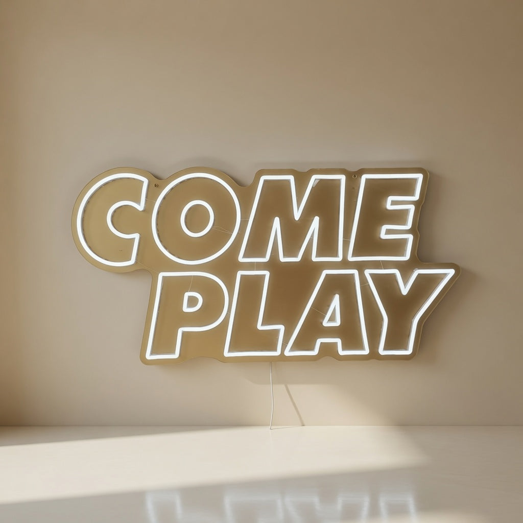 Come Play LED Neon Sign Dimmable Wall Light - Main Product Image