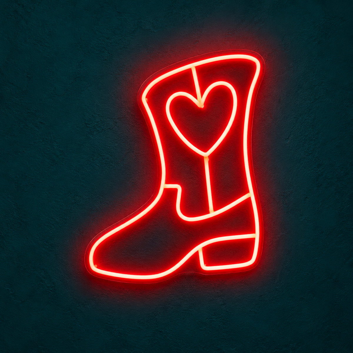 Cowgirl Boot Heart LED Neon Sign Dimmable Wall Light - Main Product Image