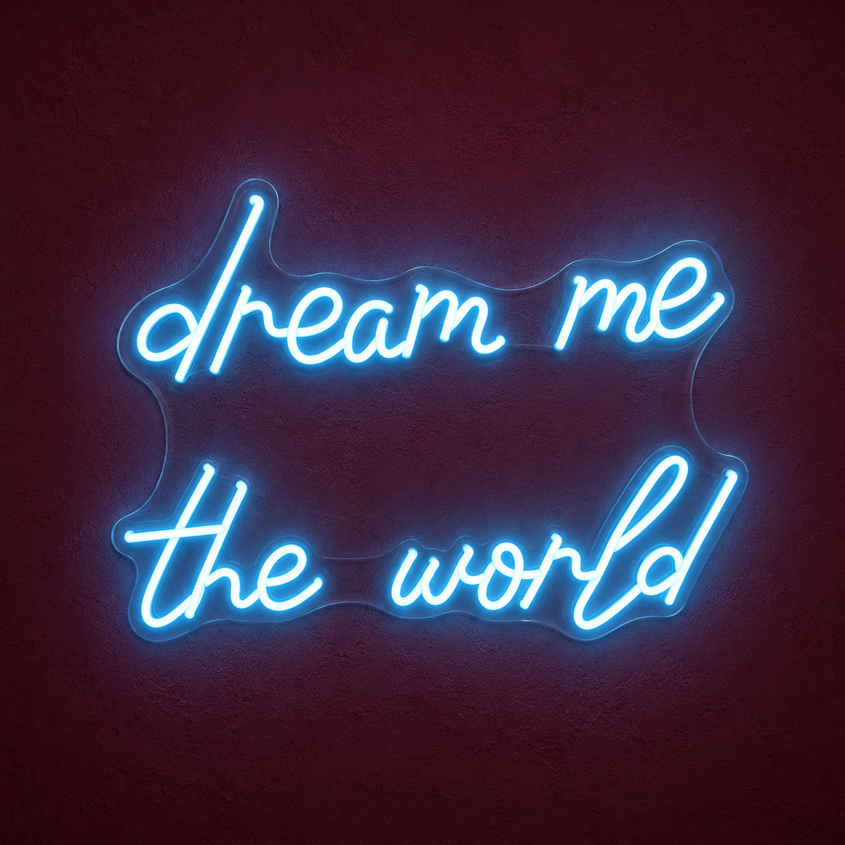 Dream Me The World LED Neon Sign Book Shelf Scene Script - Main Product Image