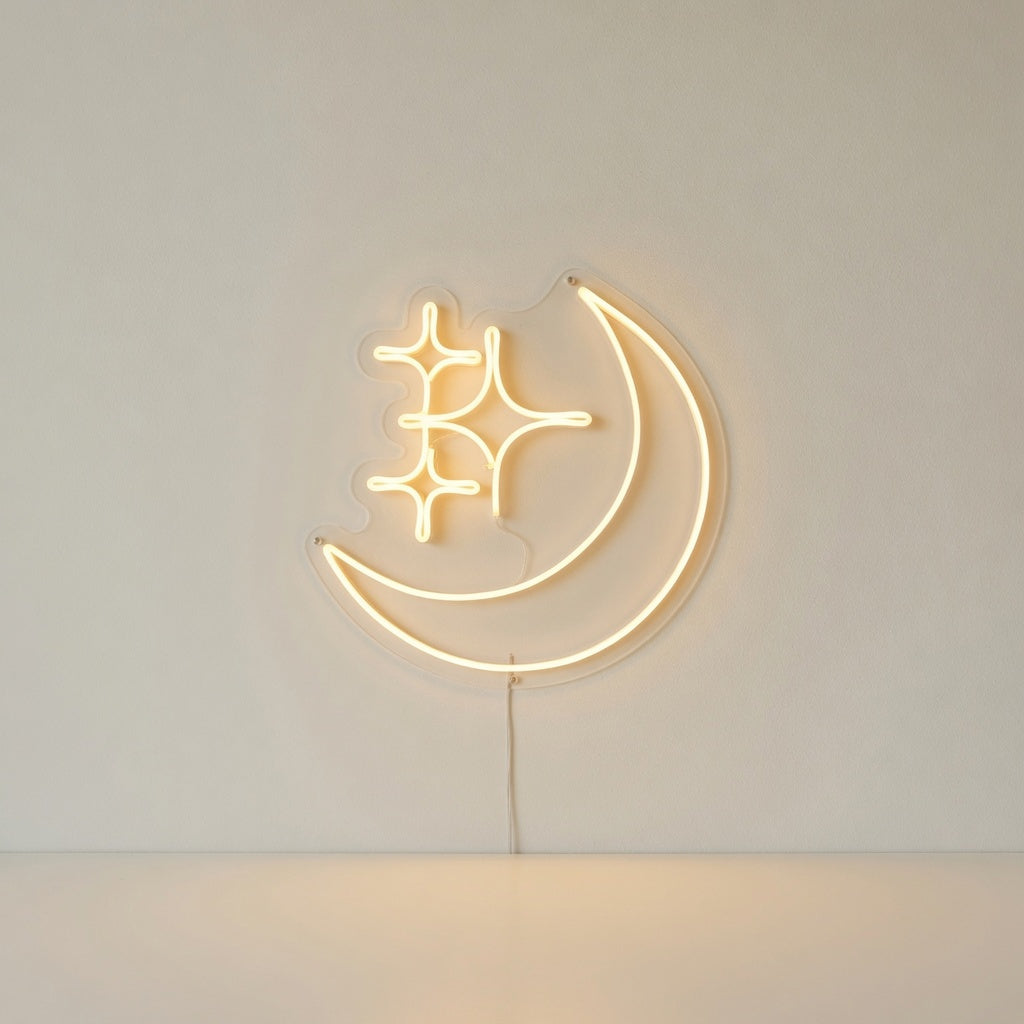 Stars and Moon LED Neon Sign for Man Cave Dimmable Wall Decor - Main Product Image