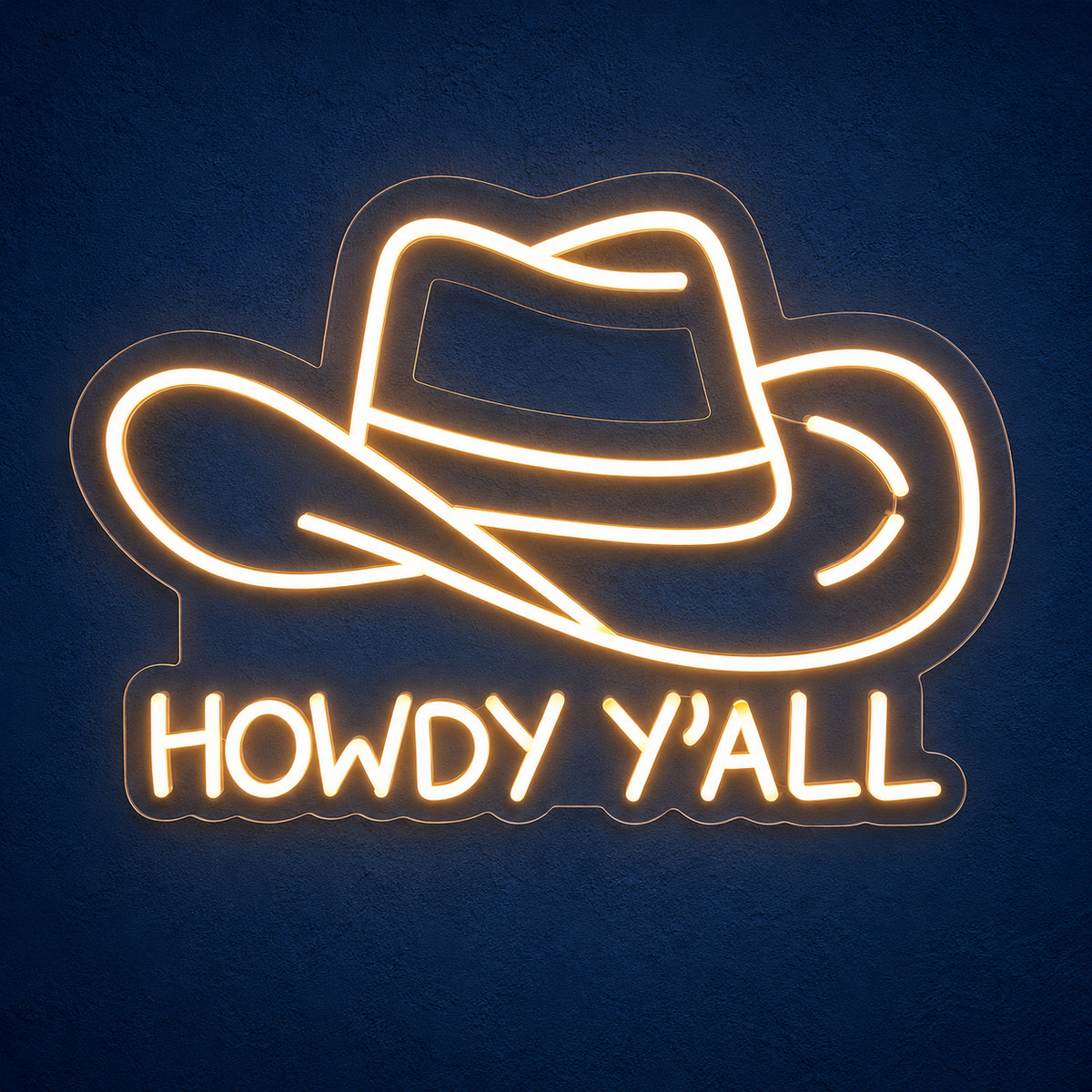 Howdy Y'all Cowboy LED Neon Sign for Bar Light Up Business Decor - Main Product Image