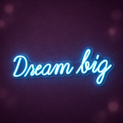 Dream Big LED Neon Sign Rounded Blue Era Script - Main Product Image
