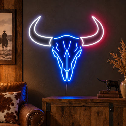 Large Longhorn Bull Skull LED Neon Sign Wall Neon Signs - Main Product Image