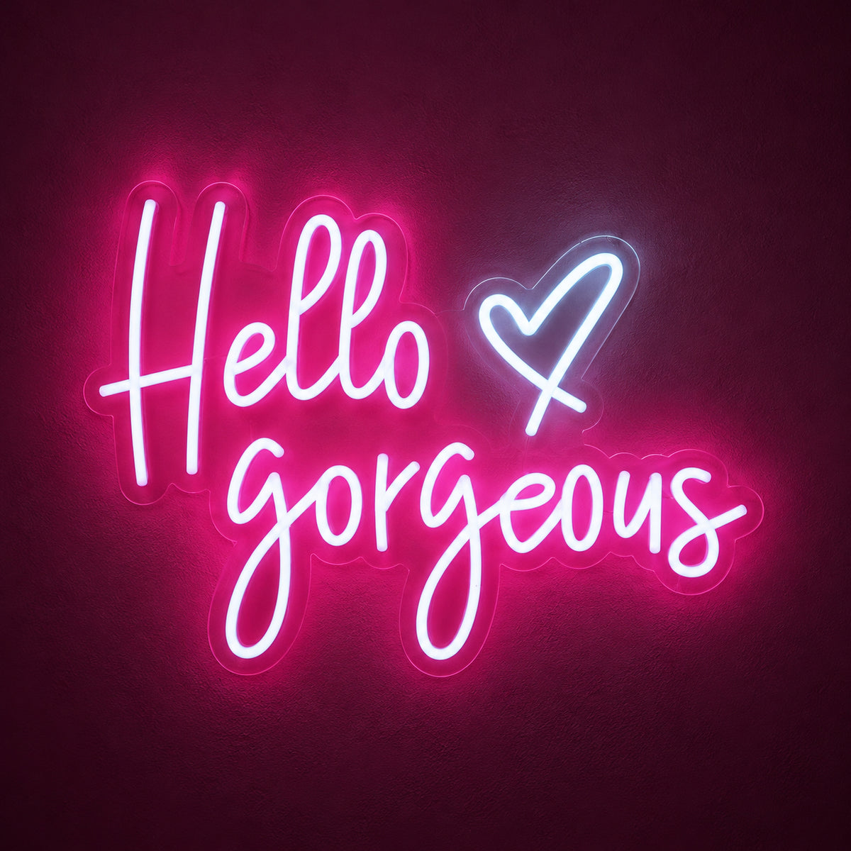 Hello Gorgeous LED Neon Sign Script with Heart Accent - Main Product Image