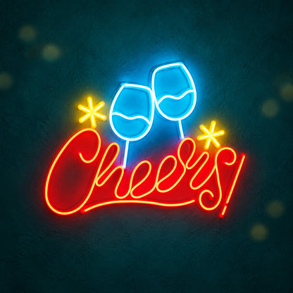 Cheers Champagne LED Neon Sign for Bar Light Up Business Decor - Main Product Image