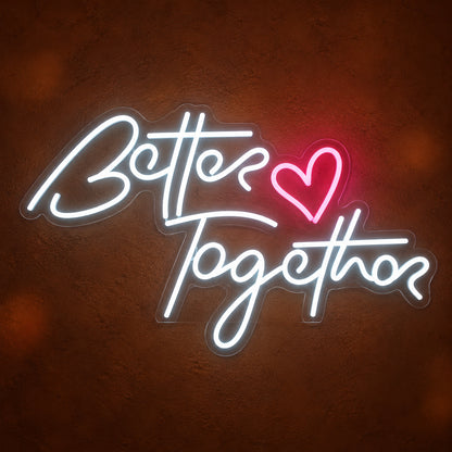 Better Together with Hearts LED Neon Sign Dimmable Wall Light - Main Product Image
