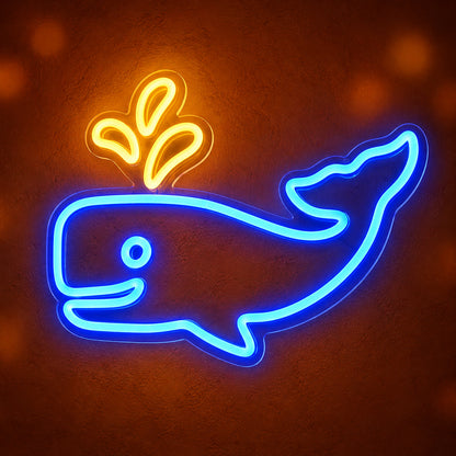Whale LED Neon Sign for Kids Room Dimmable Wall Decor - Main Product Image