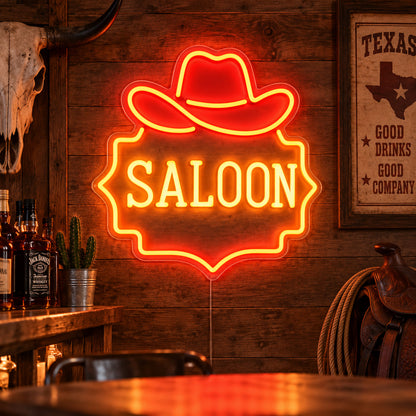 Saloon Cowboy Hat Garage Neon Sign Vintage LED Neon Sign Wall Neon Signs - Main Product Image
