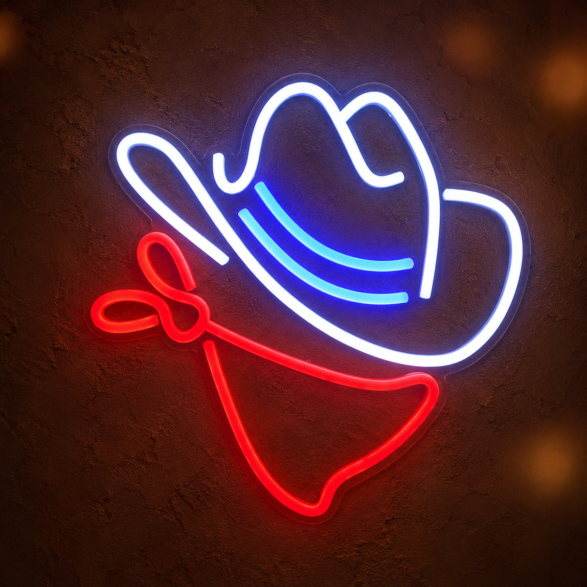 Cowboy Hat and Bandanna LED Neon Sign for Bar Light Up Business Decor - Main Product Image