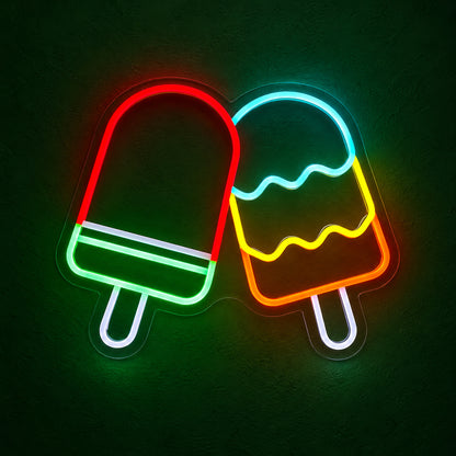 Ice Cream LED Neon Sign Twin Popsicle Design - Main Product Image