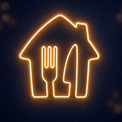 Fork Knife House LED Neon Sign Dimmable Wall Light - Main Product Image