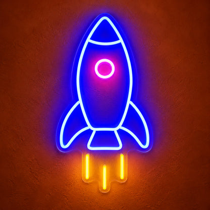 Rocket LED Neon Sign Blasting Rocket Outline - Main Product Image