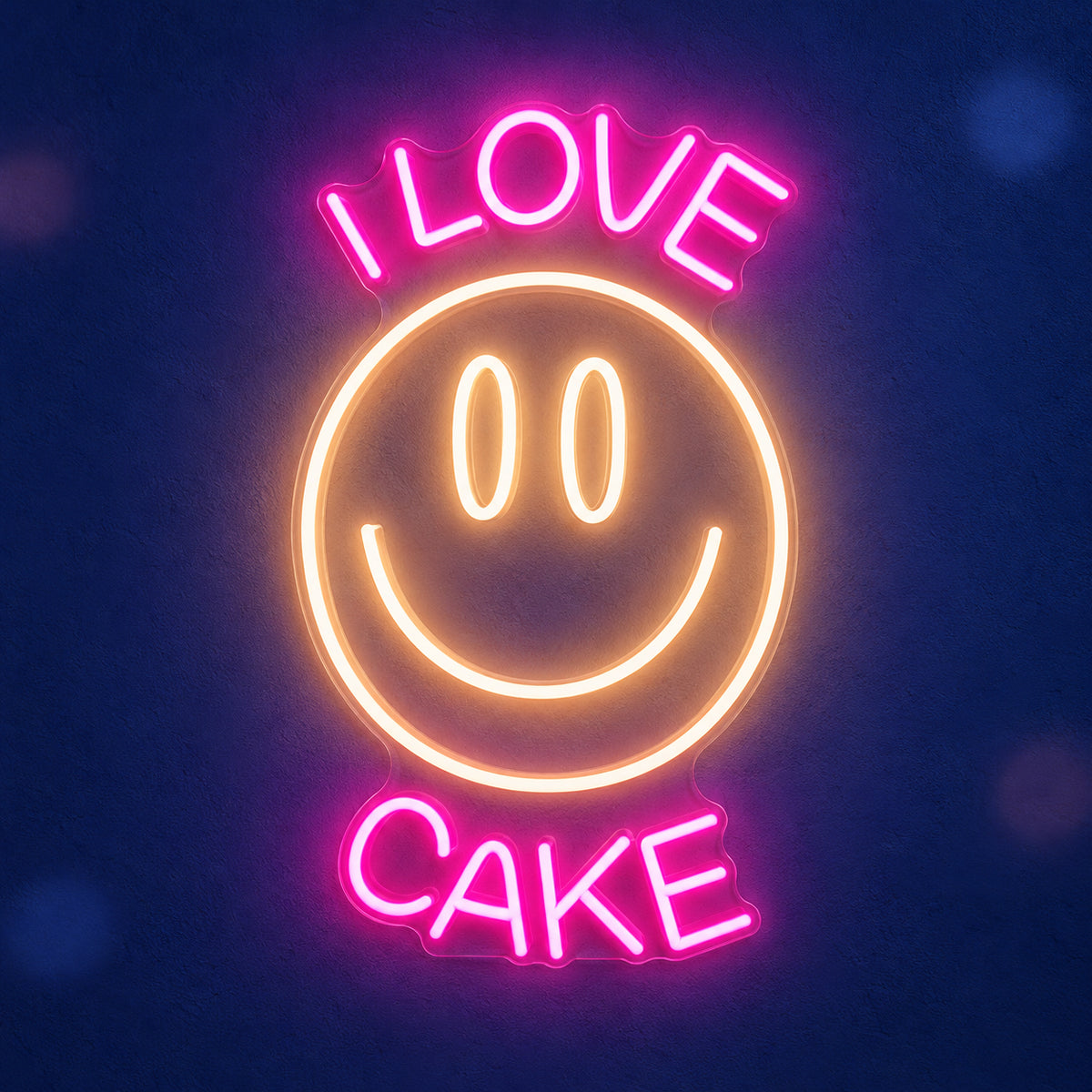 I Love Cake Smiley Face LED Neon Sign Dimmable Wall Light - Main Product Image