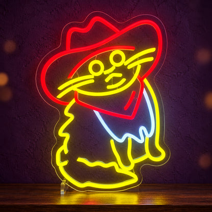 Cowboy Cat LED Neon Sign Dimmable Wall Light - Main Product Image