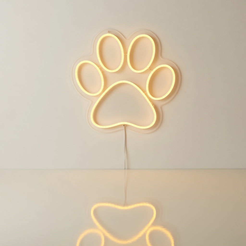 Puppy Paw Print LED Neon Sign for Kids Room Dimmable Wall Decor - Main Product Image