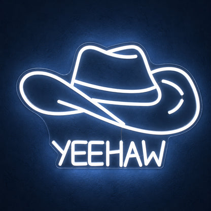 Cowboy Hat Yeehaw LED Neon Sign for Man Cave Dimmable Wall Decor - Main Product Image