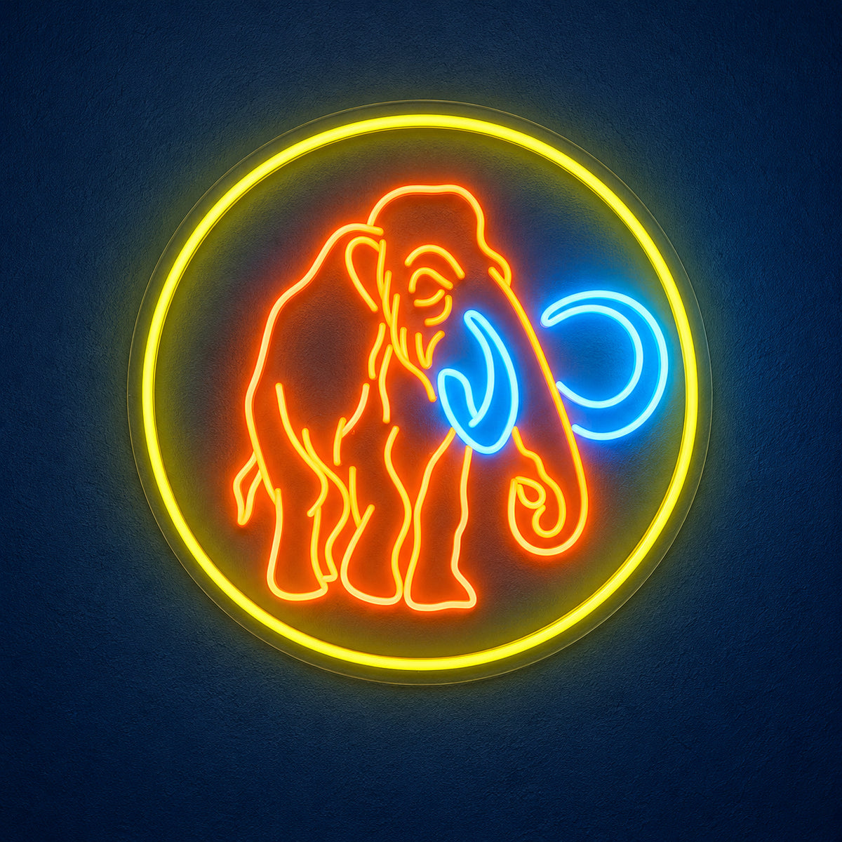 Elephant LED Neon Sign Circle Emblem Design - Main Product Image