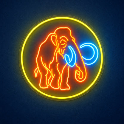Elephant LED Neon Sign Circle Emblem Design - Main Product Image