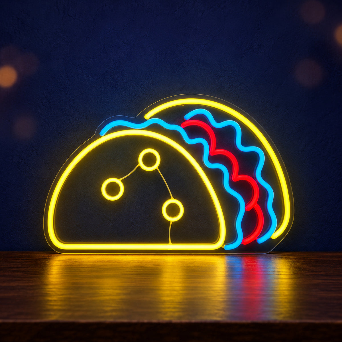 Tacos LED Neon Sign Loaded Taco Design - Main Product Image
