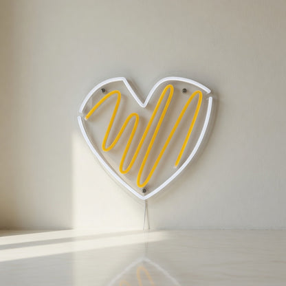Heart LED Neon Sign Script in Heart Outline - Main Product Image