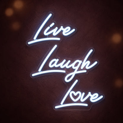Live Laugh Love LED Neon Sign Slanted Script Stack - Main Product Image