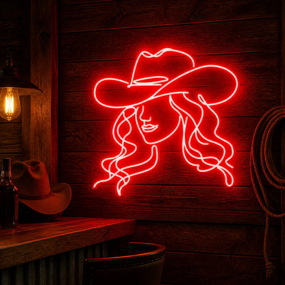 Rodeo Cowgirl Face Vintage LED Neon Sign Home Neon Signs - Shineneon