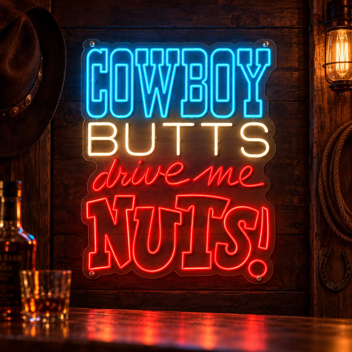 Cowboy Butts Drive Me Nuts Neon Sign Wall Neon Signs - Shineneon