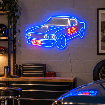 Race Car Route 66 LED Neon Sign Dimmable Wall Light Wall Neon Signs - Shineneon